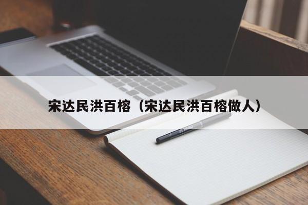 宋达民洪百榕（宋达民洪百榕做人）