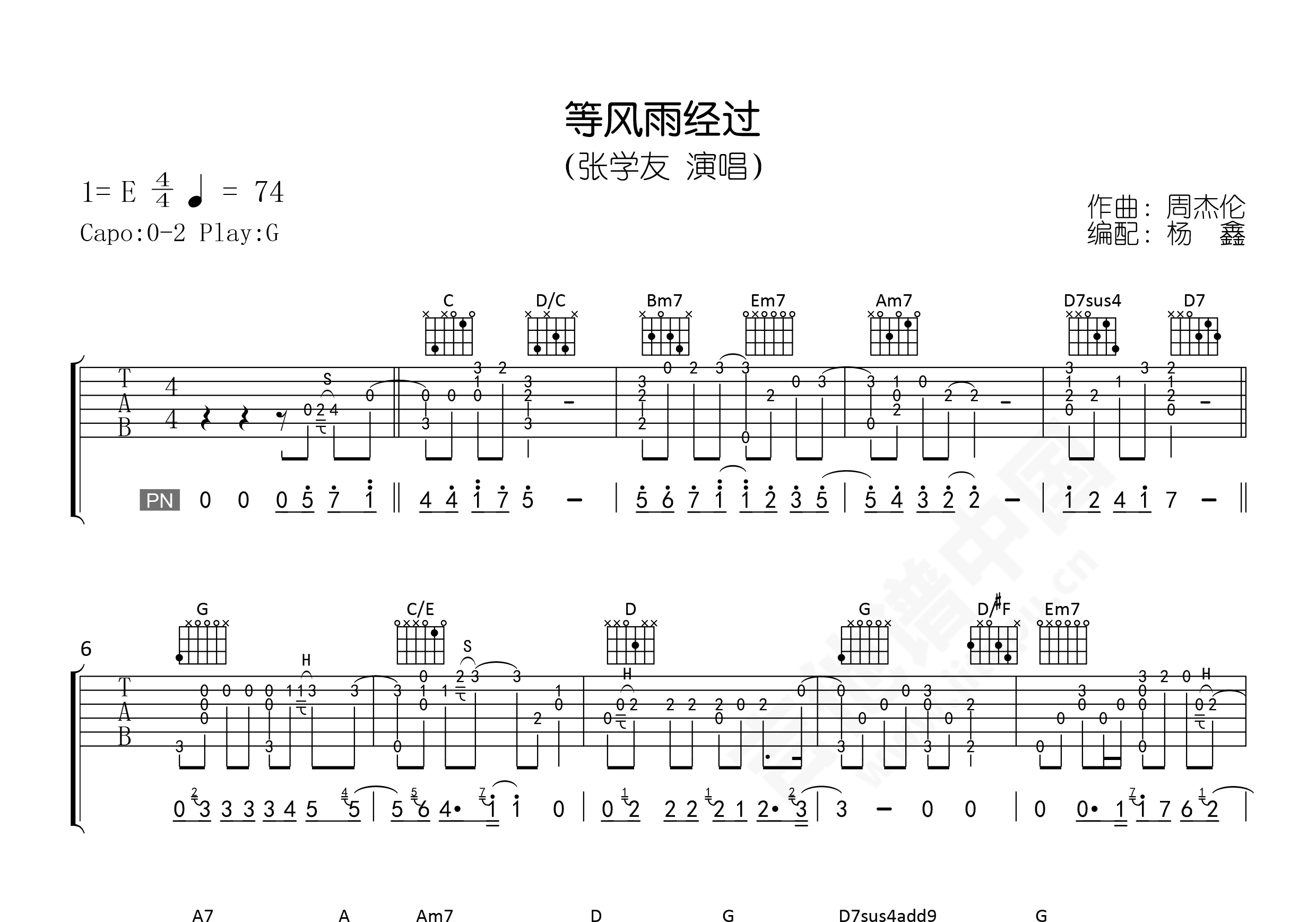 经由吉他谱 经由吉他谱