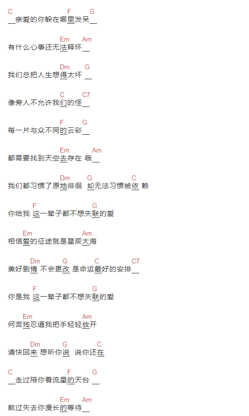 我不想失去你吉他谱
