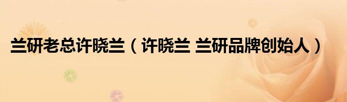 兰研创始人许晓兰简历