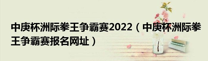 cbcu洲际拳王争霸赛报名通道的简单介绍