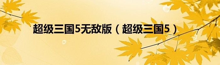 超级三国5赤壁之战